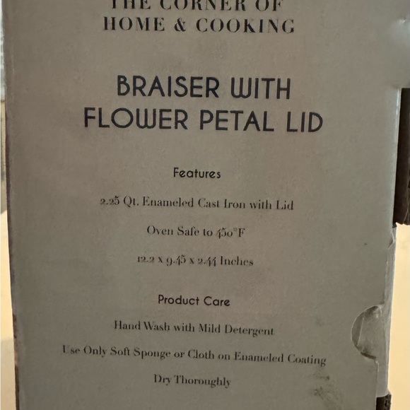 Enameled Cast Iron Blue Braiser with Flower Petal Lid - Picture 8 of 8